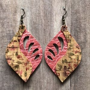 Custom leather & cork earrings
